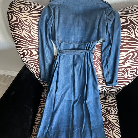 NWT Chambray Denim Blue BELTED Trench Coat Duster S Utility Cargo IN STYLE CHIC - Picture 10 of 12